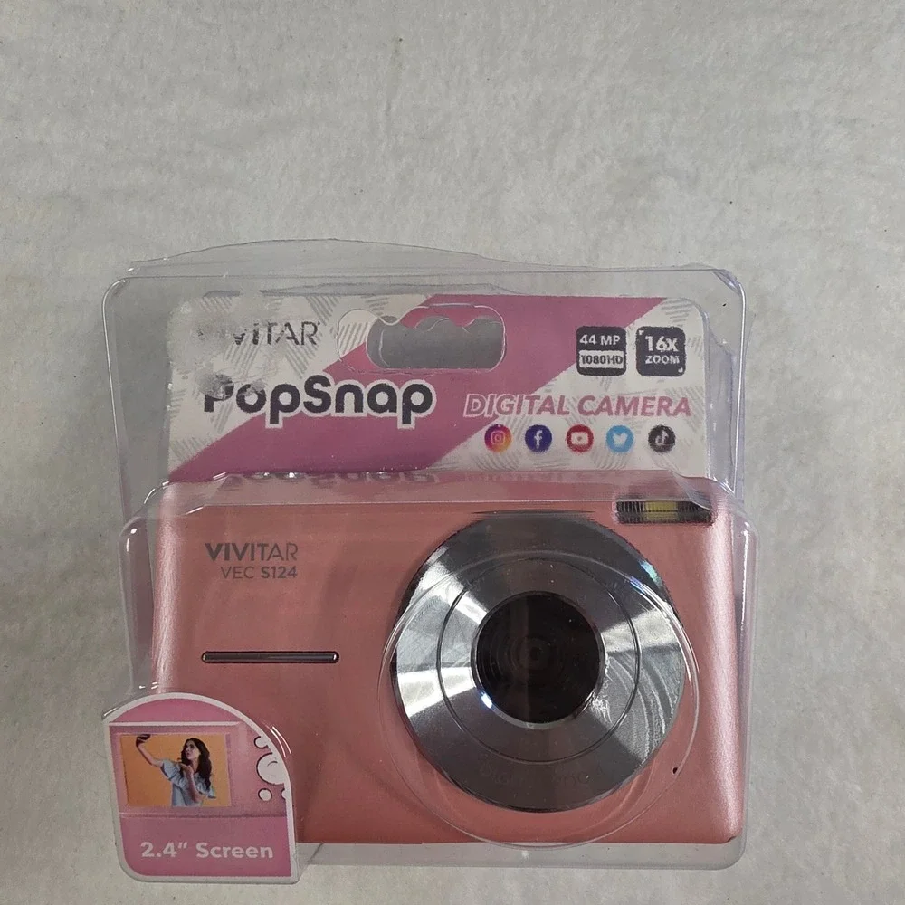 Vivitar PopSnap VEC S124 Digital‎ Camera 44MP 1080p HD 16x Zoom Rose Gold Pink